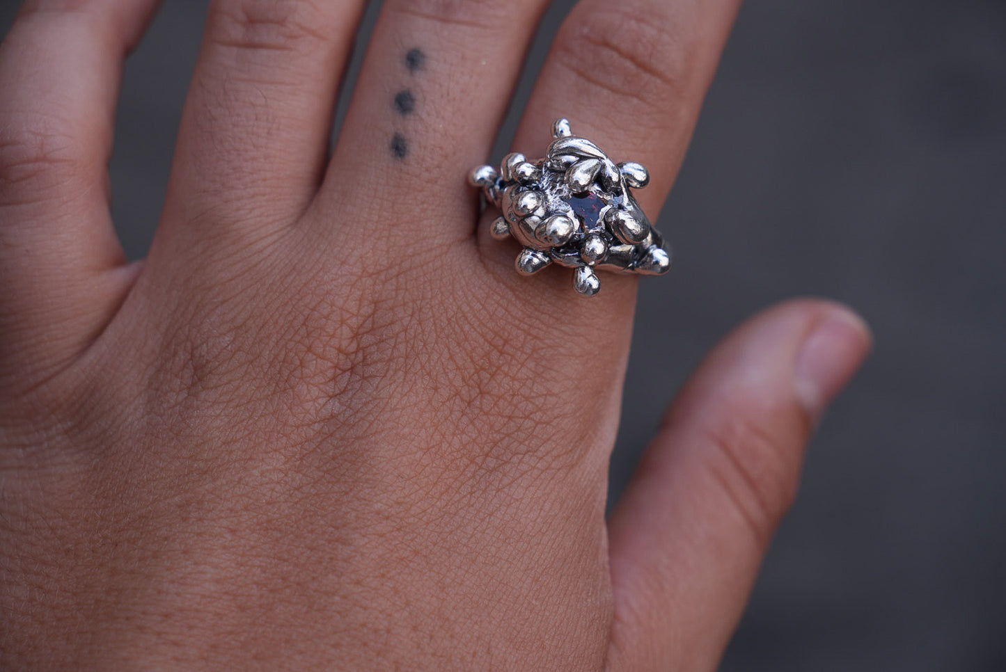 Dripping & red stone ring