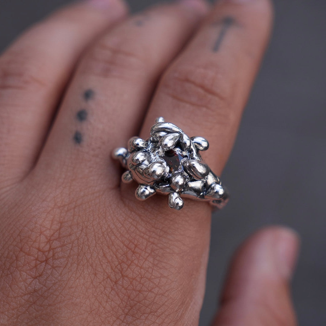 Dripping & red stone ring