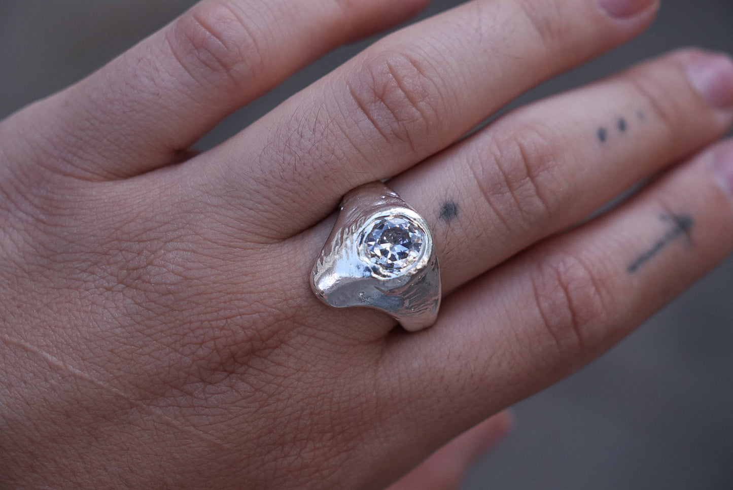 Melting Moon silver ring