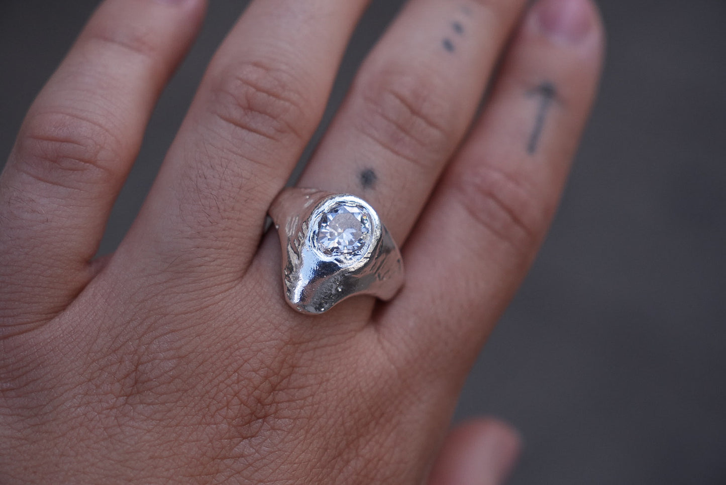 Melting Moon silver ring