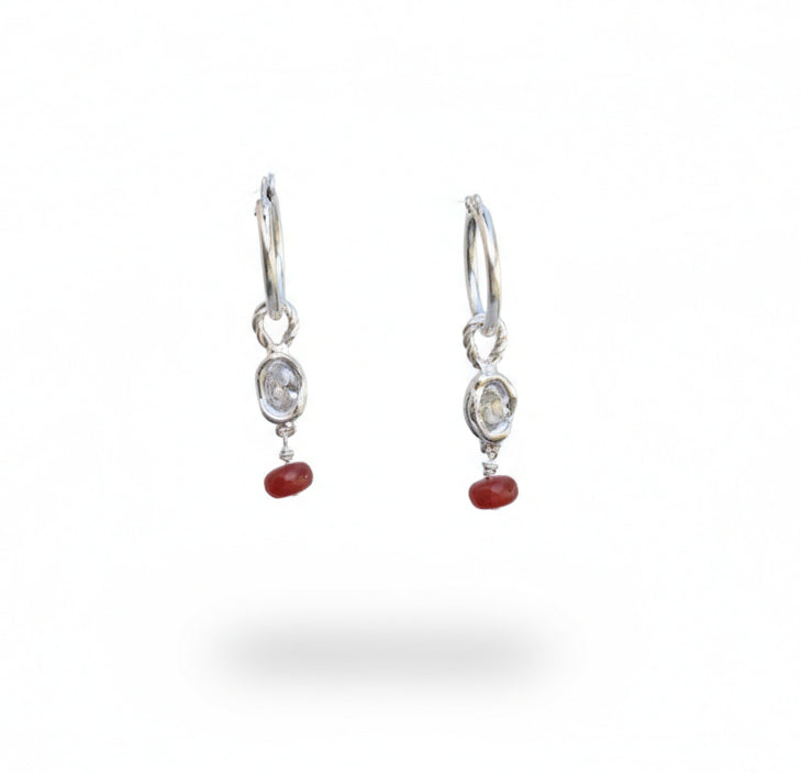 Colorful stones hoops earrings