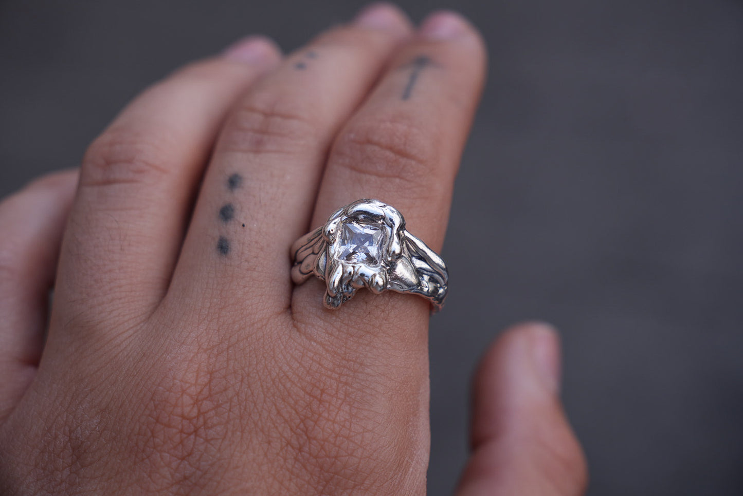 Square zircon ring