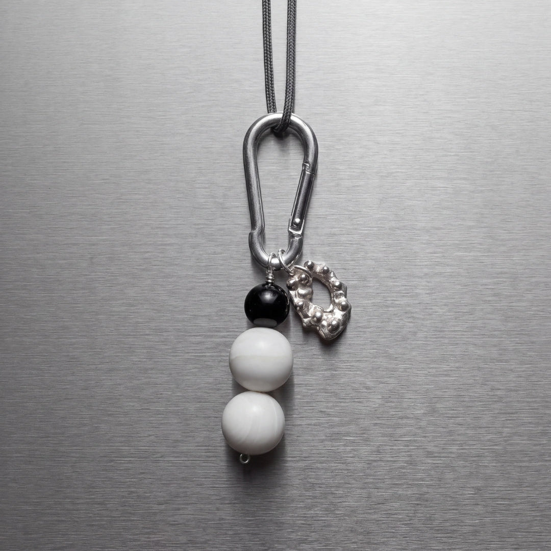 #001 White Agate Keychain