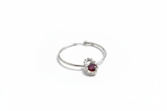 Huge hoop earrings with red stone pendant