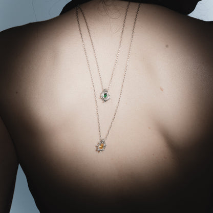 Spike Necklace With Yellow Stone
