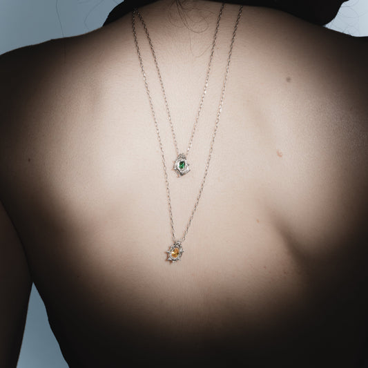 Spike Necklace With Yellow Stone