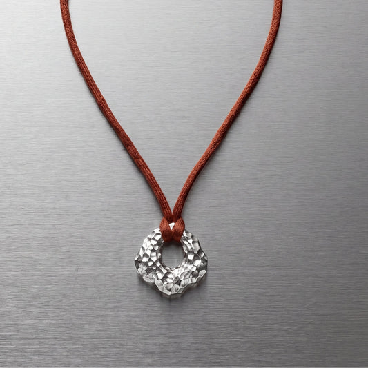 Brown silk & burnt silver necklace