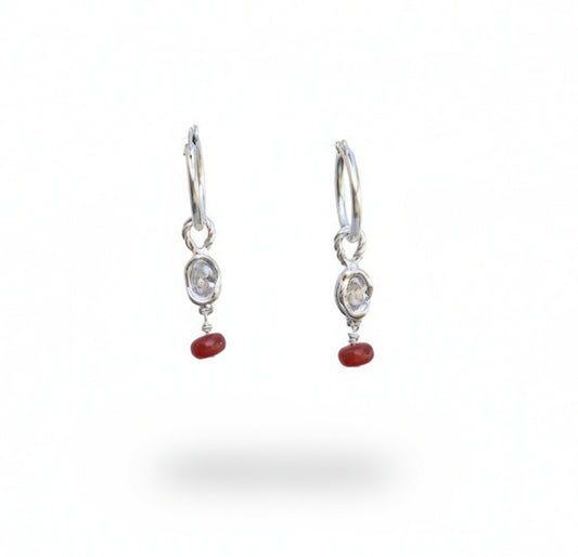 Colorful stones hoops earrings