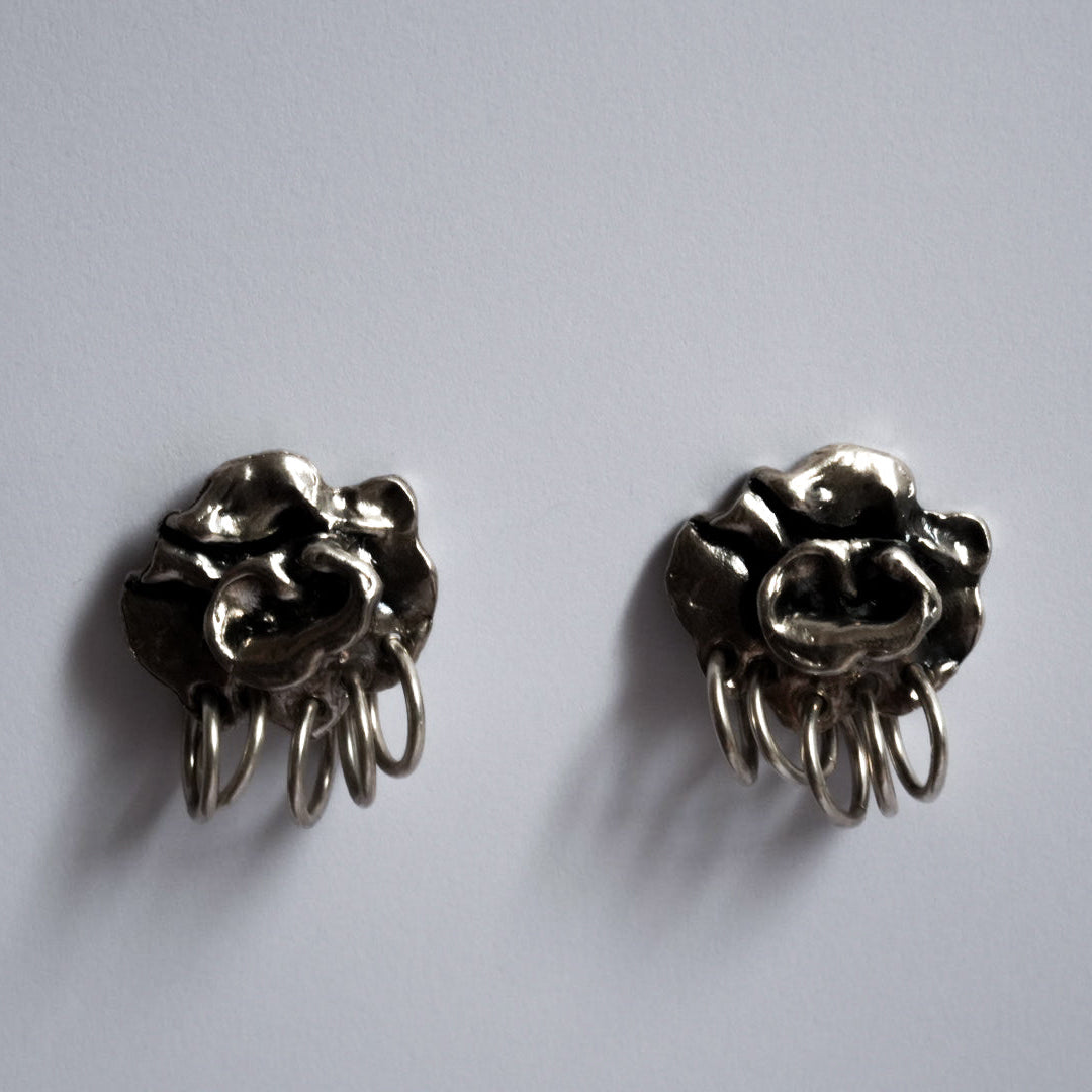 Abba Flower Sculptural Earrings – Chunky Stud Earrings