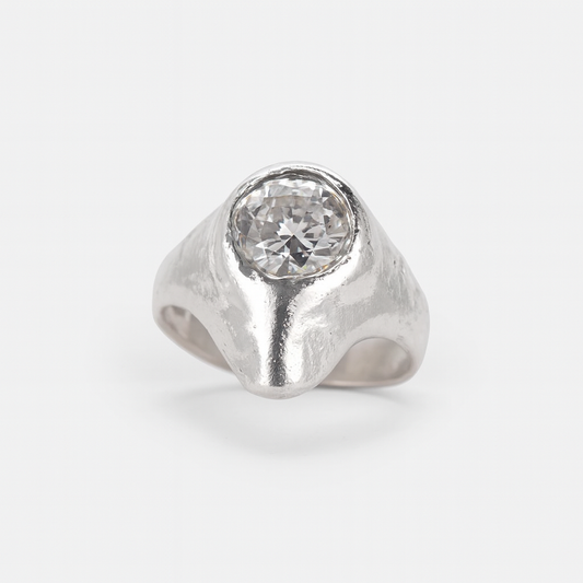 Melting Moon silver ring