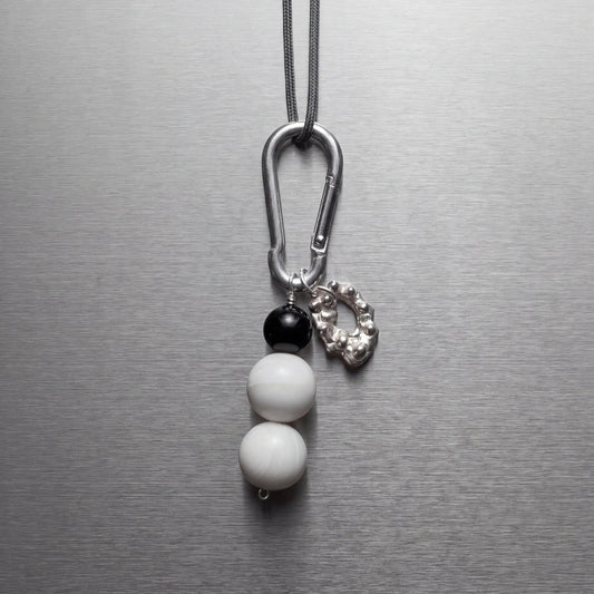 #001 White Agate Keychain