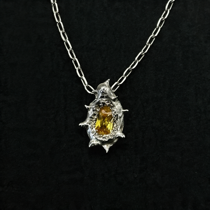 Spike Necklace With Yellow Stone