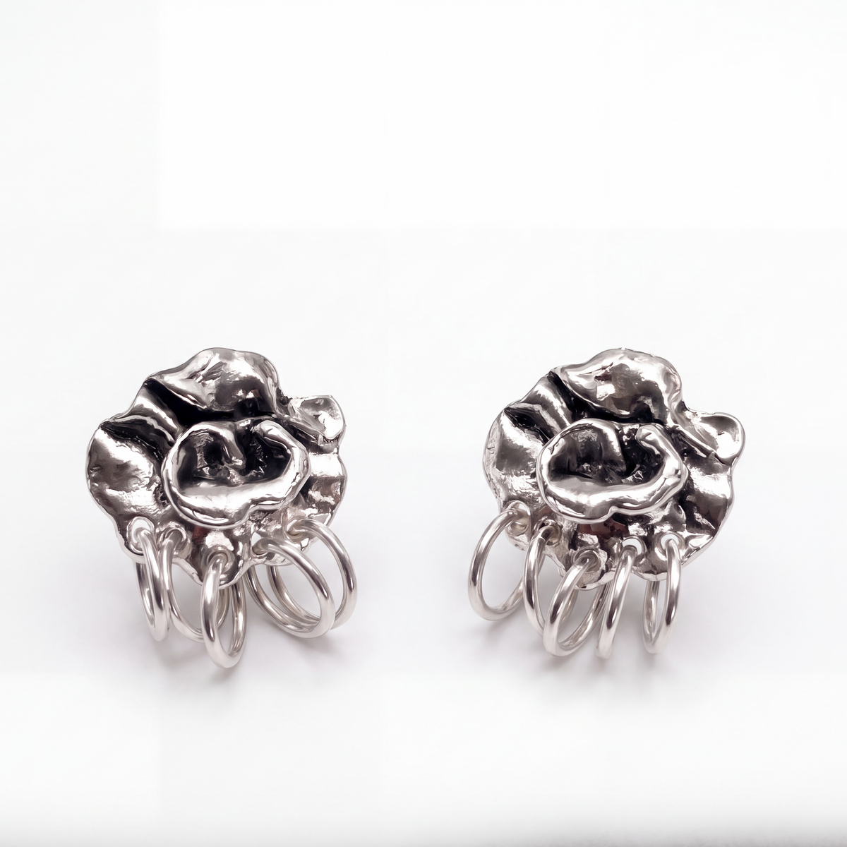 Abba Flower Sculptural Earrings – Chunky Stud Earrings