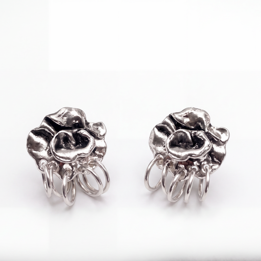 Abba Flower Sculptural Earrings – Chunky Stud Earrings